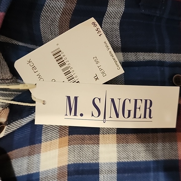 NWT M.Singer Check XL Flannel Nicely Lined Awesome Shirt - Picture 4 of 7